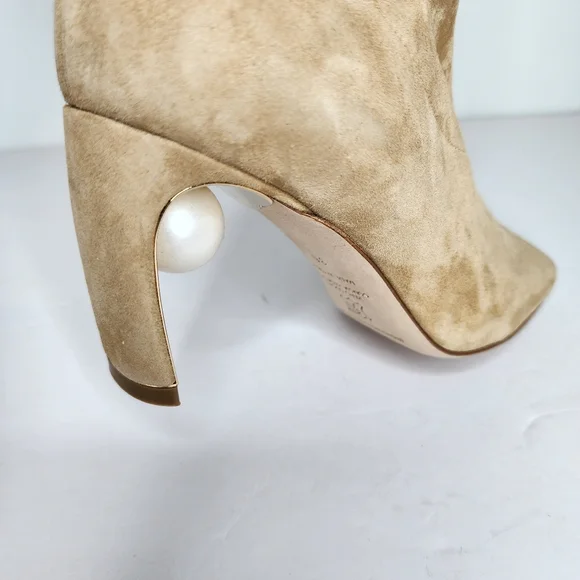 Nicholas Kirkwood Maeva Tan Ankle Boots with Pearl Heel Size 36